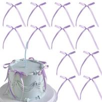 30pcs Bow Cake Toppers Pink Ribbons Bows for Cake Coquette Themed Bow Cupcake Toppers Pink Bow Birthday Wedding Decorations 30pcs violetinė