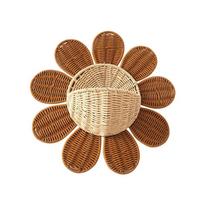 Handmade Imitation Rattan Sun Flower Wall Hanging Basket Decorative Nordic Style Storage Baskets PP Keys Storage Basket Room ruda