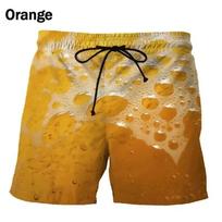 Šaunūs paplūdimio šortai su alaus raštu vyrams, 3D spausdinti šampano vyno maudymosi šortai, vasariniai board short'ai, laisvi trumpi šortai, streetwear S beige