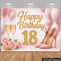 2D 18-ojo gimtadienio fonas, rožinių rožių ir balionų fono plakatas moterims, mergaitėms gimtadienio fotosesijai 47.2x31.5inch/120*80cm