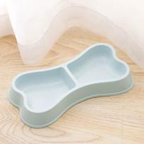 Bone Shaped Double Dog Cat Bowls Cute Pet Food and Water Bowl Set Non-Slip Durable Feeding Dish for Puppy Kitten mėlyna