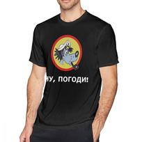 Nu Pogodi T Shirt Nu Pogodi Wolf T-Shirt Mens 100% Cotton Tee Shirt Printed Short Sleeves Beach Plus size Fun Tshirt S įvairiaspalvis