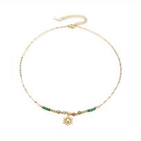 Vintage Natural Stone Beads Necklace Women's Charm Moon Sun Mang Star Pendant Can be Stacked Jewelry Gothic Jewelry Gifts