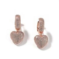 THE BLING KING Crystal Heart  Drop Earrings Iced Out Cubic Zirconia Statement Earring Delicate Jewelry For Women Love Gifts rožinio aukso spalvos