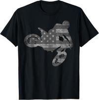Dirt Bike American Flag T-Shirt Motocross Enduro Shirt T Shirt S įvairiaspalvis