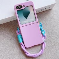 Phone Case For Xiaomi Mix Flip Cute Candy Solid Protective Cover Mix Flip Cases MixFlip Funda With Wrist Strap Slim Xiaomi Mix Flip violetinė