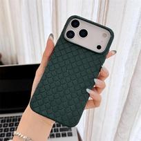 Braided Textured Phone Case for IPhone 17 AIR 16E 15 14 Plus 13 12 11 Pro Max Liquid Silicone Soft Pattern Breathable Cover iPhone 16e žalia