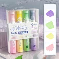 4pcs Fruity Highlighter Pens Set Brush Tip Strobe Bling Glitter Color Marker Liner for Drawing Painting Art School A7640