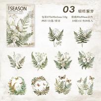 Journal GO 20pcs Natural Fern Plant Stickers Journaling Stationery Fern Leaf Card Album Planner Scrapbooking Diary Deco Sticker