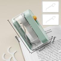 Dustproof Automatic Pop Dental Floss Box Press-on Mini Teeth Stick Case  Oral Cleaning Tools Blue with 100 Floss