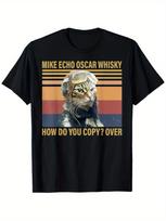 Cat Whisky Over Vintage T-Shirt | Suitable for All Men and Women, Casual Style, 100%, Regular Fit, S-XXXL, Perfect for Summer, Plus Size S įvairiaspalvis