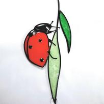 Resin Translucent Seven Star Ladybug Pendant Creative Home Beetle Cartoon Color Window Decoration Courtyard Fun Decoration New (as the picture,22x10cm)