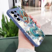 Blue Dragon Phone Case For Samsung Galaxy S25 S24 S23 S22 S21 S20 S10 Ultra Plus FE Note 20 Ultra 10 Plus Cover Galaxy Note 10 Pro šviesiai mėlyna spalva