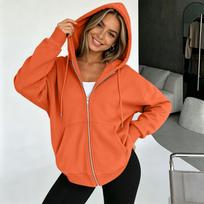 Women Oversized Hoodie Zip Up Sweatshirt Long Sleeve Casual Hooded Jacket Lightweight Sportswear L oranžinė