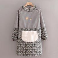 Canvas Jane European Long Sleeve Towel Pocket Floral Long Sleeve Apron Kitchen Anti-fouling Cleaning Gown