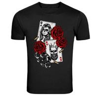 Queen Skull King Cards Roses Bullet Graphic T-Shirt S įvairiaspalvis