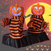 Spalvingas šviečiantis moliūgas ir skeletas Duo Animacinis su garso efektais Helovino dekoracija Pumpkin