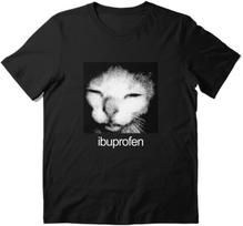 Funny Cat Meme Ibuprofen Joke Graphic T-Shirt Unisex 100% Cotton Crew Neck Short Sleeve Casual Tee S įvairiaspalvis