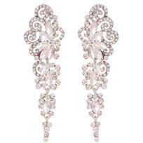 Luxurious Full Rhinestone Exaggerated Flower Symmetric Long Tassel Earrings Shiny Temperament Drop Earrings For Women balta