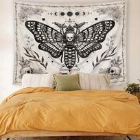 Vicam Tapestry Dark Night Skull Butterfly 75x100 juoda
