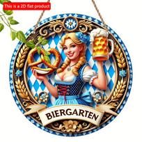 Mfoever pc d Flat Oktoberfest Celebration Wooden Sign  cm Round Beer Festival Decor for Home Bar and Garden  Perfect Gift for Boyfriend (as the picture,20cm*20cm)