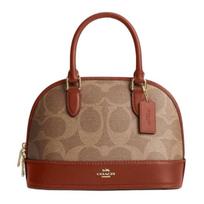 COACH SABRINA SATCHEL 25 Classic Logo Artificial Leather Shoulder Handbag Medium Women's Brown and Caramel ruda