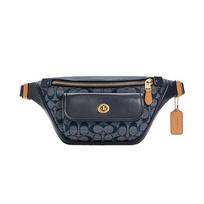COACH fanny pack Heritage 34 Chambray all over printed Chambray presbyopic canvas patchwork leather crossbody bag chest bag waist bag large size men mėlyna
