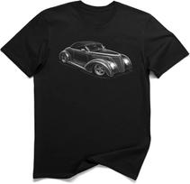 Flathead Roadster 1937 Gangster Hot Rod Sketched Art T-Shirt S įvairiaspalvis