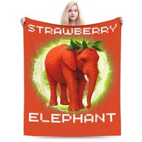 Strawberry Elephant Italian Brainrot Meme Blanket Super Warm  Throw Blanket Spring Decorative Couch Chair Comfortable Bedspread 75x90cm