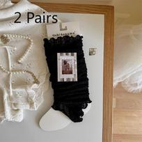 2 Pairs of Black Thigh-high Stockings - Sheer and Slimming Leg Coverings Made of Net Fabric with Layers on The Calves 2 pairs juoda