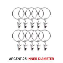 10 vnt Metaliniai užuolaidų žiedai, pakabinami kabliukai užuolaidų langų strypams 25 diameter sidabras
