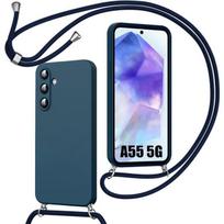 Case - PROSHOP - for Samsung Galaxy A55 5G - Shockproof Protection - Soft Silicone - Adjustable Cord mėlyna