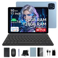 TABWEE T90 Android 16 8GB RAM 128GB ROM Planšetė 11 colių 1200*1920 FHD ekranas Aštuonių branduolių UMS9230E(T615) Planšetinis kompiuteris su klaviatūra ir pele mėlyna