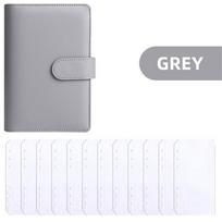2025 A6 PU Leather Budget Binder Notebook Cash Envelopes System Set,with Binder Pockets for Money Budget Saving Bill Organizer A6 pilka