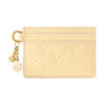 Louis Vuitton Charms Gold Double Sphere Decoration Classic Monogram Embossed Leather Card Holder Women Card Holder Yellow M28994 Box(Basic Set+Box)