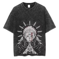 New Jujutsu Kaisen Anime High Quality TShirt Men and Women Cotton Vintage Washed Print Streetwear Gym Clothes M