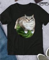 One Piece Of Humorous Watermelon Cat T-Shirt 2XL