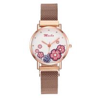 Meibo Ladies Watch, Printed Lazy Milanese Watch With Magnet raudona