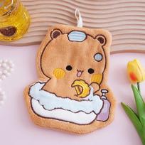 New Kawaii Cartoon Hand Towel Bubu Dudu Thick Absorbent Wipe Cloth Coral Velvet Hanging Towel Bathroom Hand Cloth
