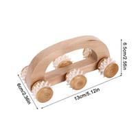 Handheld Wooden Massage Roller Tool - 6 Spiky Wheels Massager for Muscle Pain Relief & Lymphatic Drainage