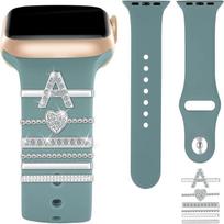 A-Z raidės sidabrinis laikrodžio apyrankės ornamentas silikoninė juostelės dekoravimo žiedas juvelyrinis aksesuaras Apple Watch apyrankei apyrankės pakabukai