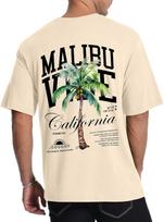 Mens Graphic T-Shirts Short Sleeve Malibu Vibe Palm Tree Print Top 100% Cotton Casual California Tees for Men S įvairiaspalvis