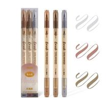 3pcs Retro color Twin Marker Pens Set Brush Drawing Fine Liner Water Based Ink Blendable Watercolor Art Painting School A6133