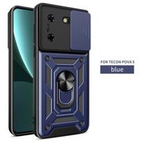 For Tecno Pova 5 Case Tecno Pova 5 Cover Tecno Pova 5 Magnetic Ring Holder Armor Phone Case Slide Camera Protect Back Cover Tecno Pova 5