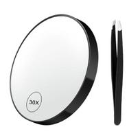 Bathroom Mirror with Tweezers Detachable Suction Cup 30X Magnifying Hand-held Magnifying Makeup Mirror Bathroom Supplies juoda