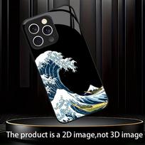 Black glass TPU Pattern Phone Case For iPhone 17Air161514131211ProMaxPlus Hokusai Japanese Art Great Wave Pattern iPhone 17