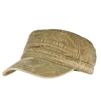 Cap Flat Top Washed Vintage Sunscreen Men Hat for Summer chaki