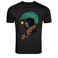 Grim Reaper Surfing Wave Skeleton Surfer Graphic T-Shirt S įvairiaspalvis