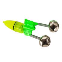 10pcs LED Night Fishing Rod Bite Bait Alarm Light Bells Ring Twin Bells Alert Indicator Sea Fishing Accessories šviesiai žalios spalvos