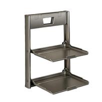 Kitchen Storage Rack Wall Mounted with Suction Cup Organizer Foldable Serving Platter Countertop Shelf for Bowls Plates S pilka